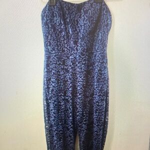 Strapless Navy Blue Lace Jumpsuit
